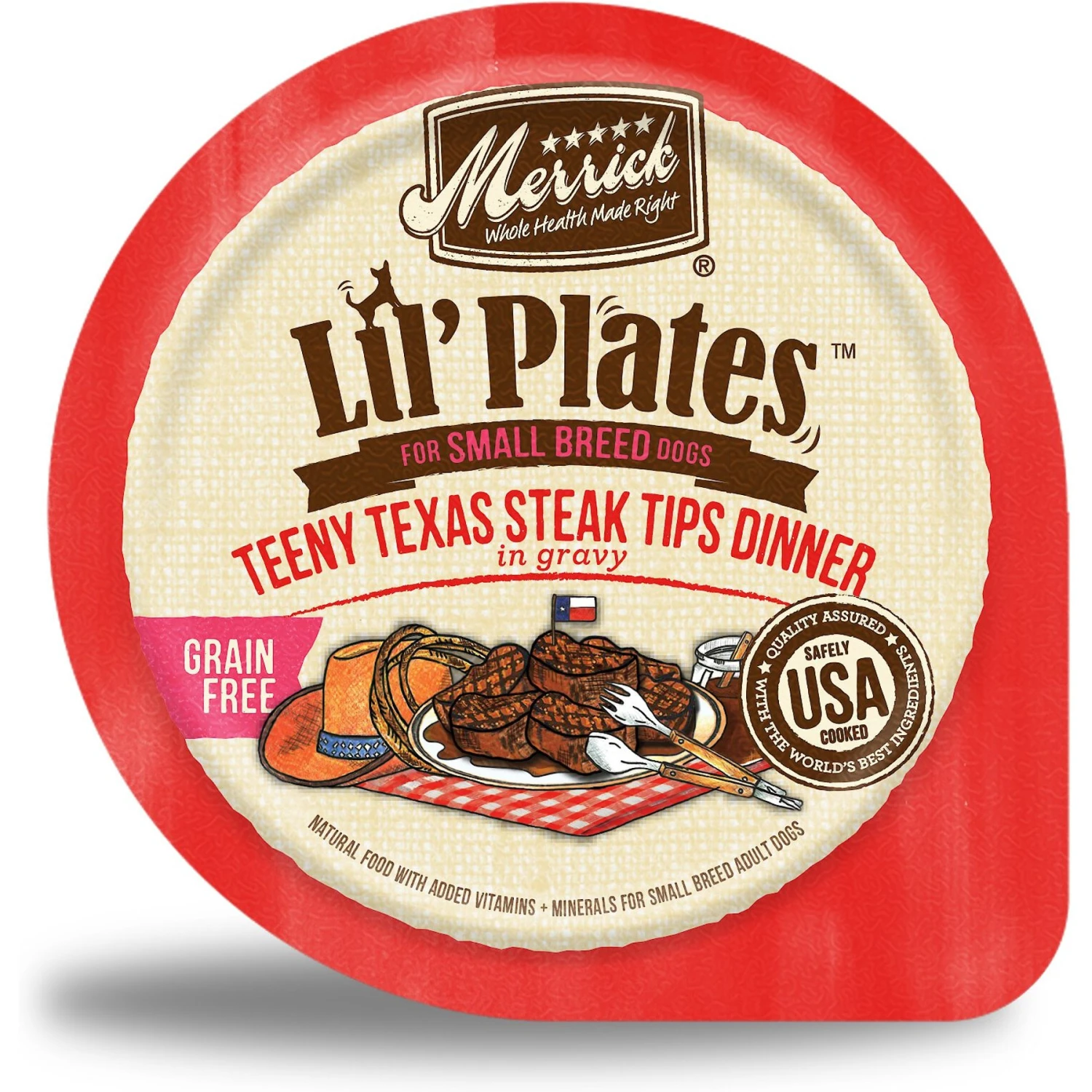 Merrick Lil' Plates Grain-Free Small Breed Wet Dog Food Teeny Texas Steak Tips Dinner 1 Merrick Lil' Plates Grain-Free Small Breed Wet Dog Food Teeny Texas Steak Tips Dinner