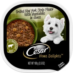 Cesar Home Delights Grilled New York Strip Flavor With Vegetables In Sauce Grain-Free Small Breed Adult Wet Dog Food Trays