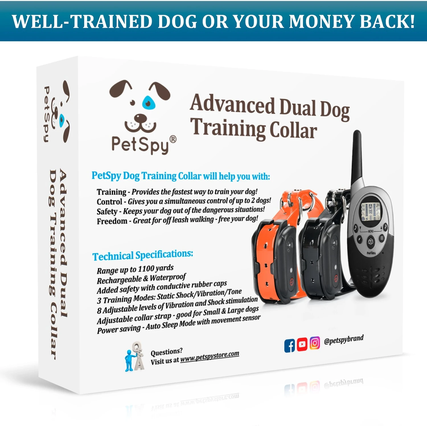 PetSpy M86 3300-ft Advanced Remote Dog Training Collar 3 PetSpy M86 3300-ft Advanced Remote Dog Training Collar - Image 3