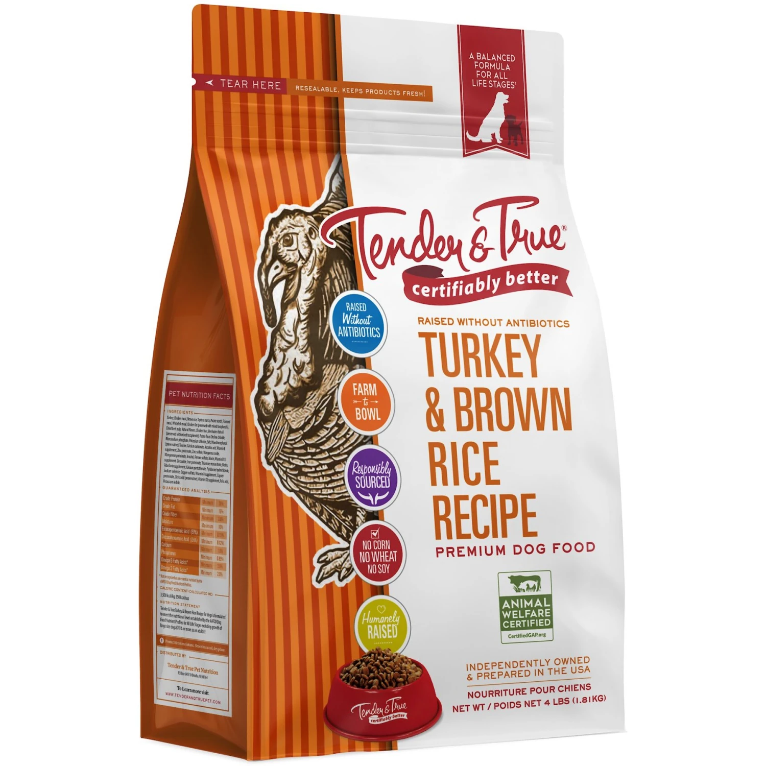 Tender & True Turkey & Brown Rice Recipe Dry Dog Food 1 Tender & True Turkey & Brown Rice Recipe Dry Dog Food