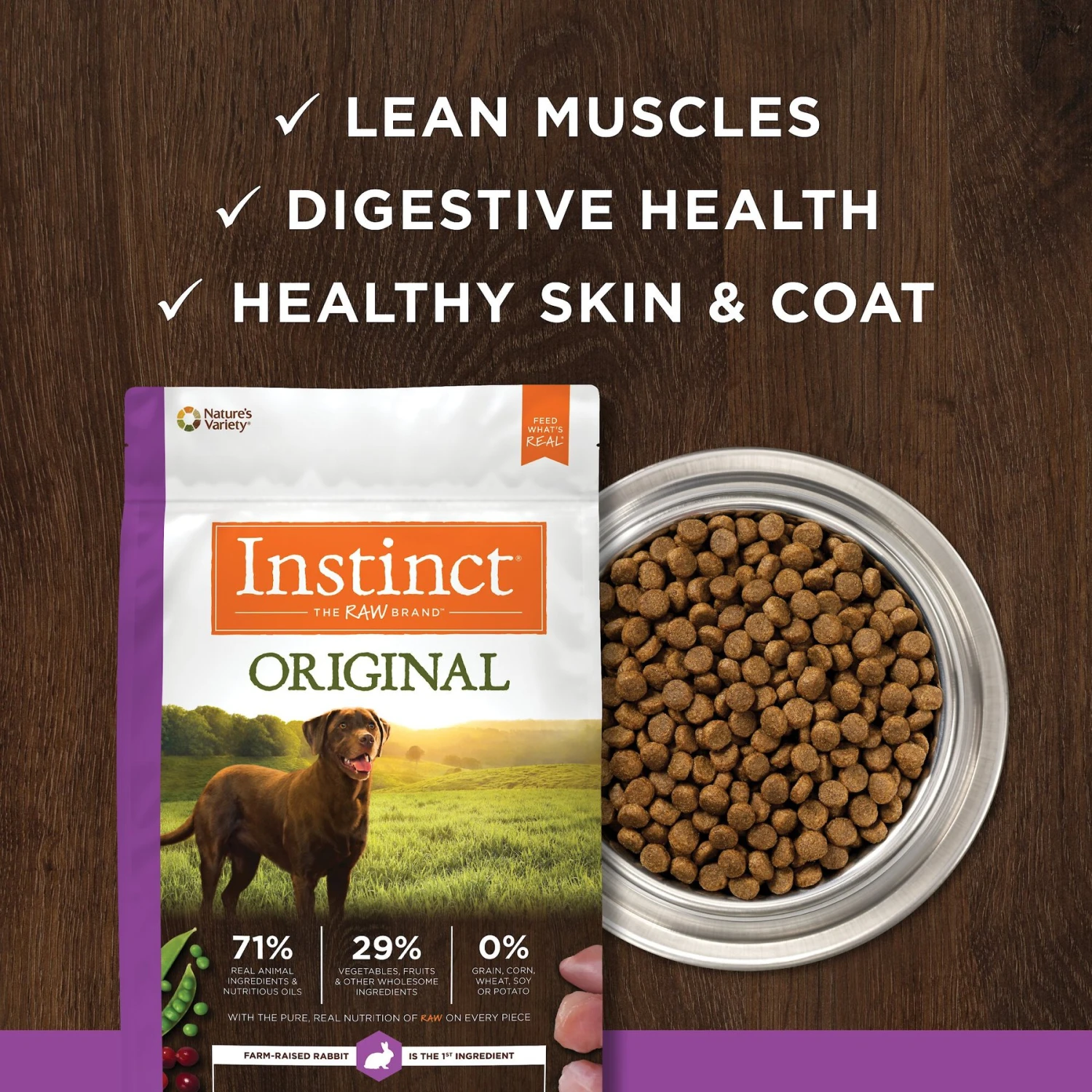 Instinct Original Grain-Free Recipe With Real Rabbit Freeze-Dried Raw Coated Dry Dog Food 6 Instinct Original Grain-Free Recipe With Real Rabbit Freeze-Dried Raw Coated Dry Dog Food - Image 6