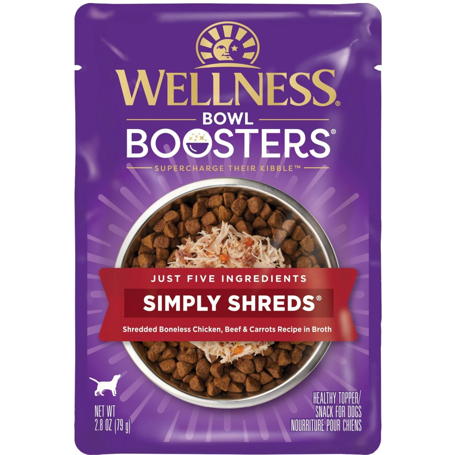 Wellness Bowl Boosters Simply Shreds Chicken, Beef & Carrots Natural Grain-Free Wet Dog Food Mixer Or Topper, 2.8-oz Pouch, Case Of 12 3 Wellness Bowl Boosters Simply Shreds Chicken, Beef & Carrots Natural Grain-Free Wet Dog Food Mixer Or Topper, 2.8-oz Pouch, Case Of 12 - Image 3