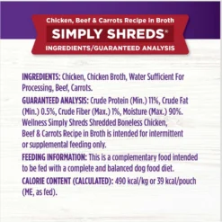 Wellness Bowl Boosters Simply Shreds Chicken, Beef & Carrots Natural Grain-Free Wet Dog Food Mixer Or Topper, 2.8-oz Pouch, Case Of 12 15 Wellness Bowl Boosters Simply Shreds Chicken, Beef & Carrots Natural Grain-Free Wet Dog Food Mixer Or Topper, 2.8-oz Pouch, Case Of 12 -Pawsphoria Sales Store 120803 PT7. AC SS1800 V1673035318