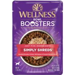 Wellness Bowl Boosters Simply Shreds Chicken, Salmon & Pumpkin Natural Grain-Free Wet Dog Food Mixer Or Topper, 2.8-oz Pouch, Case Of 12 -Pawsphoria Sales Store 120807 PT2. AC SS1800 V1673025970