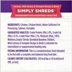 Wellness Bowl Boosters Simply Shreds Chicken, Salmon & Pumpkin Natural Grain-Free Wet Dog Food Mixer Or Topper, 2.8-oz Pouch, Case Of 12 -Pawsphoria Sales Store 120807 PT7. AC SS1800 V1673035382