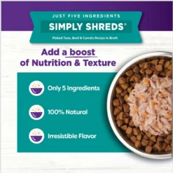 Wellness Bowl Boosters Simply Shreds Tuna, Beef & Carrots Natural Grain-Free Wet Dog Food Mixer Or Topper, 2.8-oz Pouch, Case Of 12 -Pawsphoria Sales Store 120809 PT5. AC SS1800 V1673035381