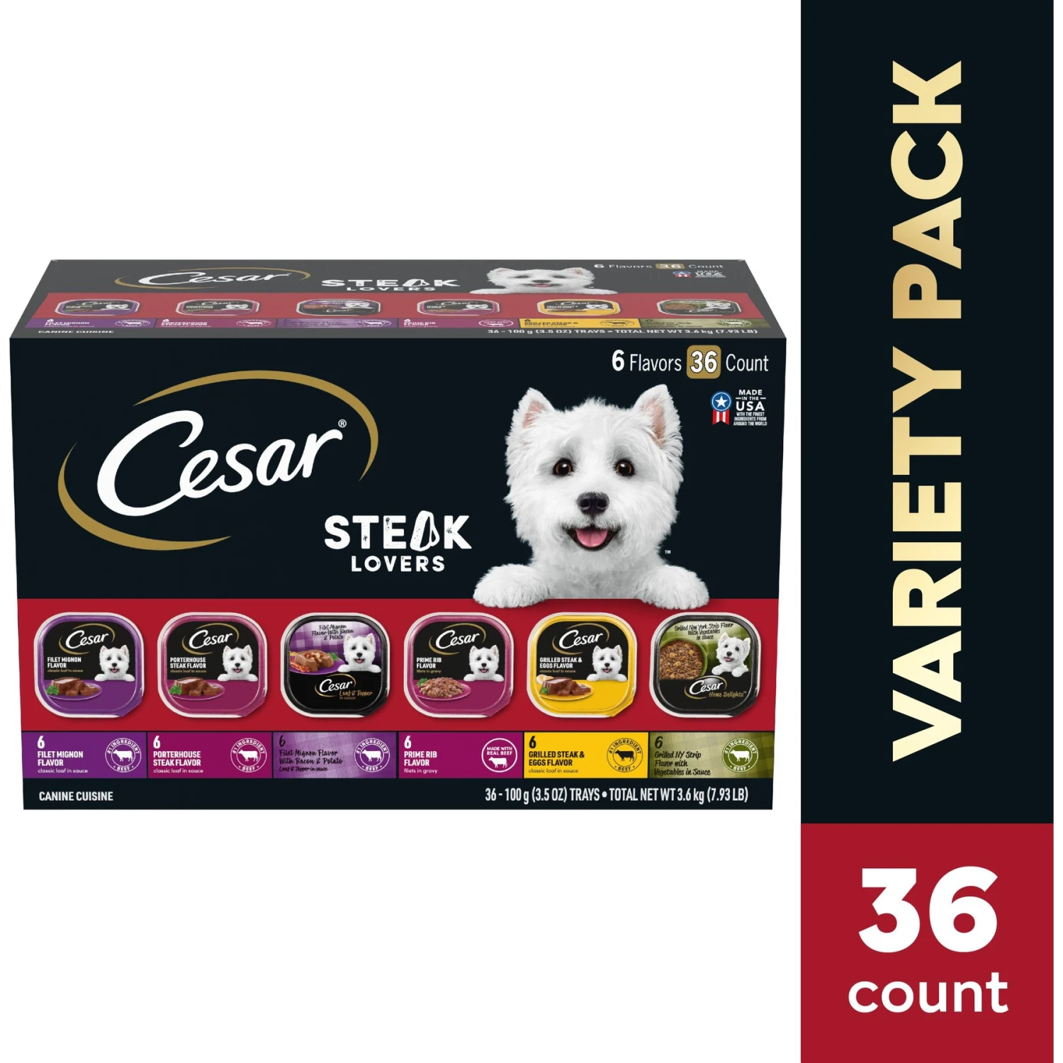 Cesar Steak Lovers Variety Pack Small Breed Adult Wet Dog Food Trays 3 Cesar Steak Lovers Variety Pack Small Breed Adult Wet Dog Food Trays - Image 3