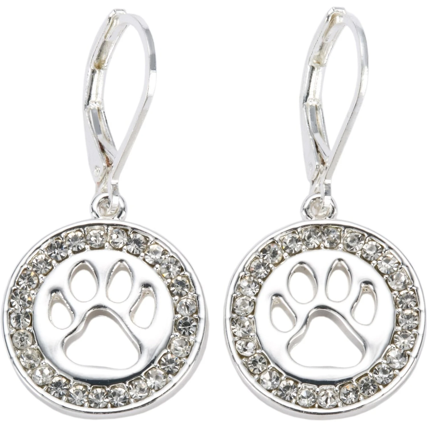 Pet Friends Pave Paw Cutout Drop Earrings 1 Pet Friends Pave Paw Cutout Drop Earrings