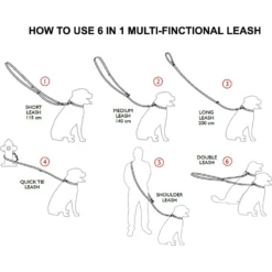 Dogs My Love 6 Way European Multifunctional Leather Dog Leash -Pawsphoria Sales Store 134099 PT2. AC SS1800 V1502145129