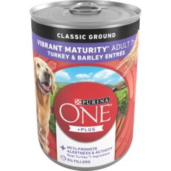 Purina ONE +Plus Adult Classic Ground Vibrant Maturity Adult 7+ Turkey & Barley Entree Canned Dog Food