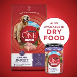 Purina ONE +Plus Adult Classic Ground Vibrant Maturity Adult 7+ Turkey & Barley Entree Canned Dog Food -Pawsphoria Sales Store 139323 PT6. AC SS1800 V1668810234