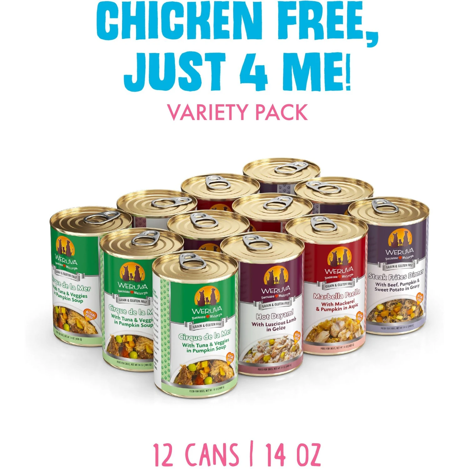Weruva Chicken-Free Just 4 Me Variety Pack Grain-Free Canned Dog Food 2 Weruva Chicken-Free Just 4 Me Variety Pack Grain-Free Canned Dog Food - Image 2