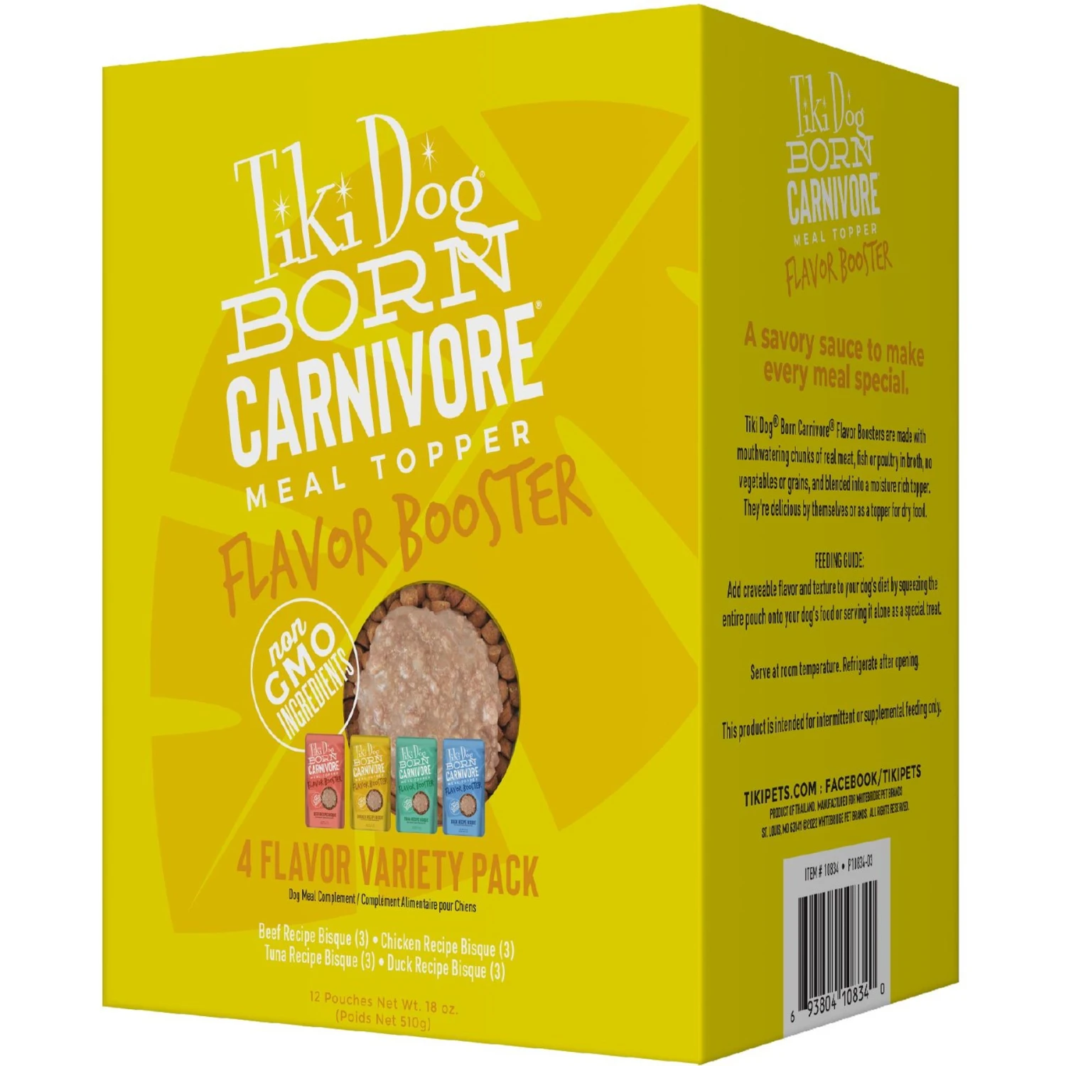 Tiki Dog Born Carnivore Flavor Booster Bisque Variety Pack Non-GMO Wet Dog Food Topper, 1.5-oz Pouch, Case Of 12 1 Tiki Dog Born Carnivore Flavor Booster Bisque Variety Pack Non-GMO Wet Dog Food Topper, 1.5-oz Pouch, Case Of 12
