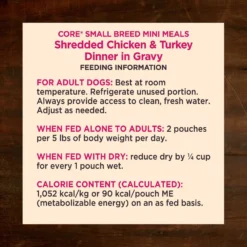 Wellness CORE Grain-Free Small Breed Mini Meals Shredded Chicken & Turkey In Gravy Dog Food Pouches -Pawsphoria Sales Store 145502 PT5. AC SS1800 V1611769308