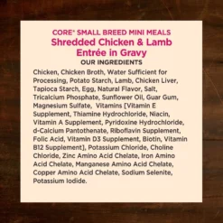 Wellness CORE Grain-Free Small Breed Mini Meals Shredded Chicken & Lamb In Gravy Dog Food Pouches -Pawsphoria Sales Store 145504 PT4. AC SS1800 V1611772884