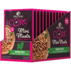 Wellness CORE Grain-Free Small Breed Mini Meals Shredded Chicken & Lamb In Gravy Dog Food Pouches -Pawsphoria Sales Store 145504 PT8. AC SS1800 V1598309202