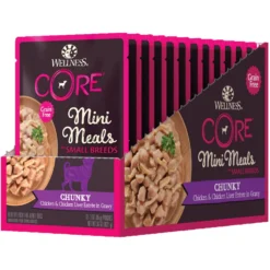 Wellness CORE Grain-Free Small Breed Mini Meals Chunky Chicken & Chicken Liver In Gravy Dog Food Pouches -Pawsphoria Sales Store 145506 PT8. AC SS1800 V1598305077