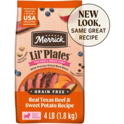 Merrick Lil' Plates Grain-Free Chicken-Free Real Texas Beef, Sweet Potato + Peas With Raw Bites Recipe Small Breed Dry Dog Food