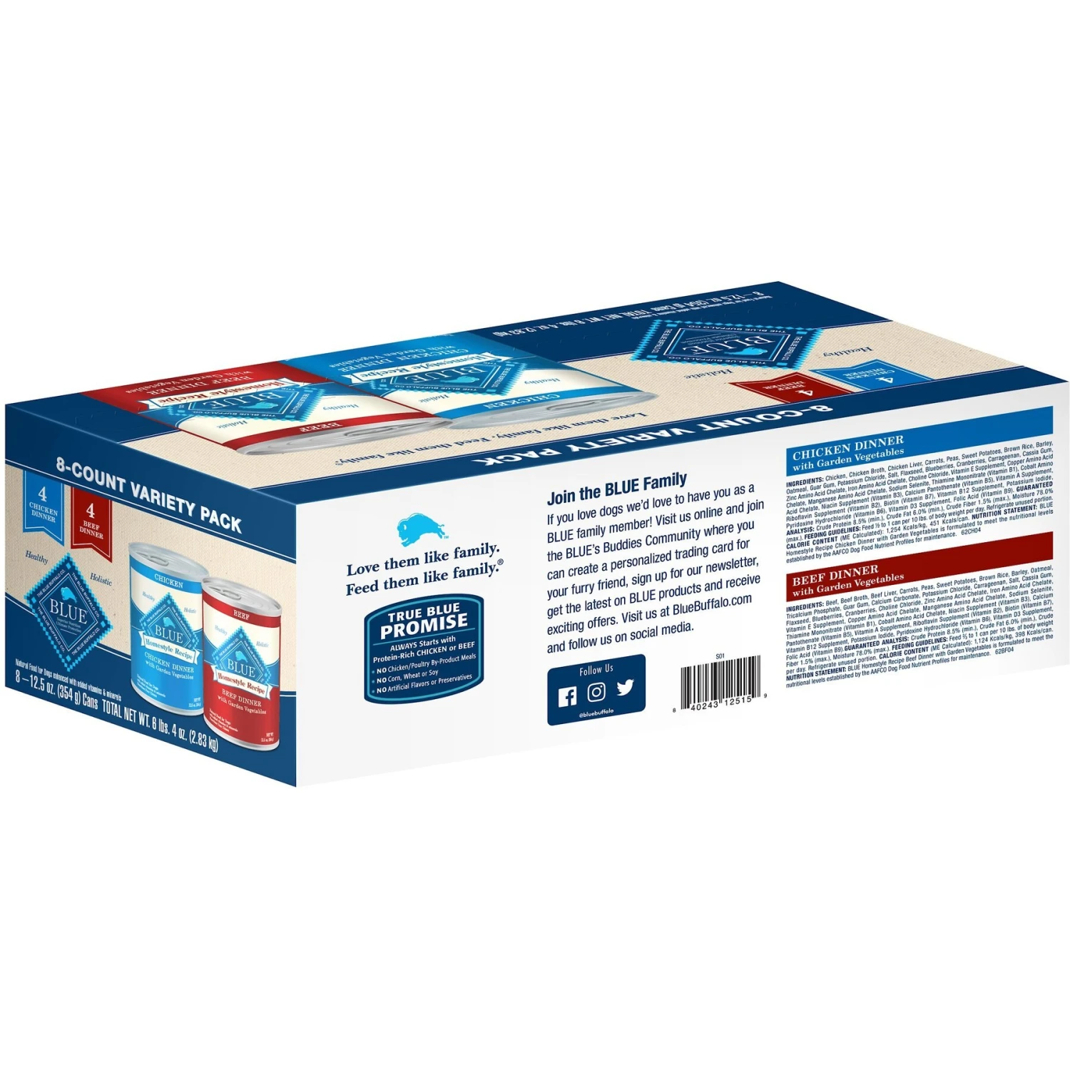 Blue Buffalo Homestyle Recipes Adult Variety Pack Chicken & Beef Dinner Canned Dog Food 2 Blue Buffalo Homestyle Recipes Adult Variety Pack Chicken & Beef Dinner Canned Dog Food - Image 2