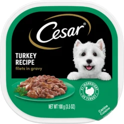 Cesar Turkey Recipe Filets In Gravy Small Breed Adult Wet Dog Food Trays