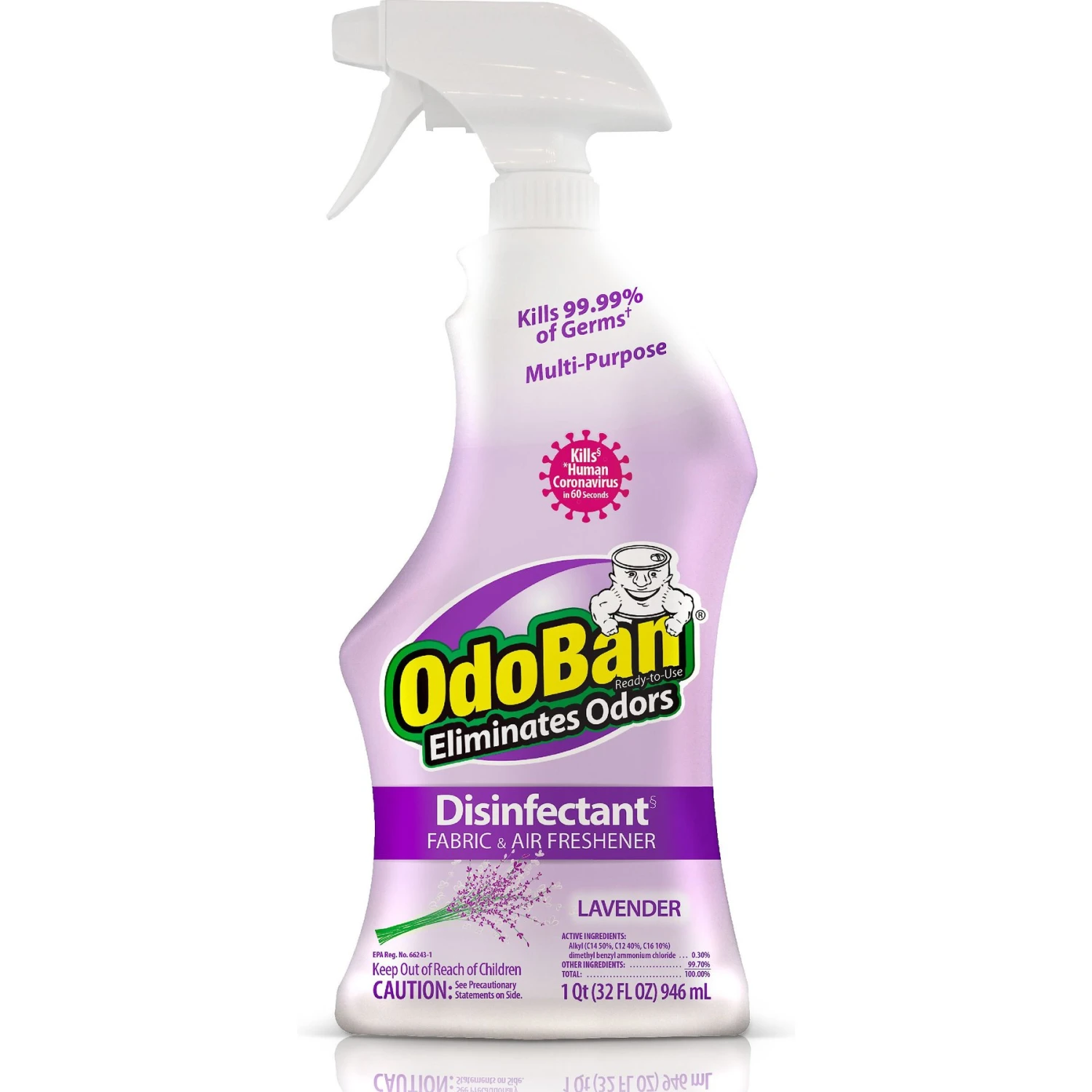 OdoBan Disinfectant Fabric & Air Freshener Spray, Lavender Scent 1 OdoBan Disinfectant Fabric & Air Freshener Spray, Lavender Scent
