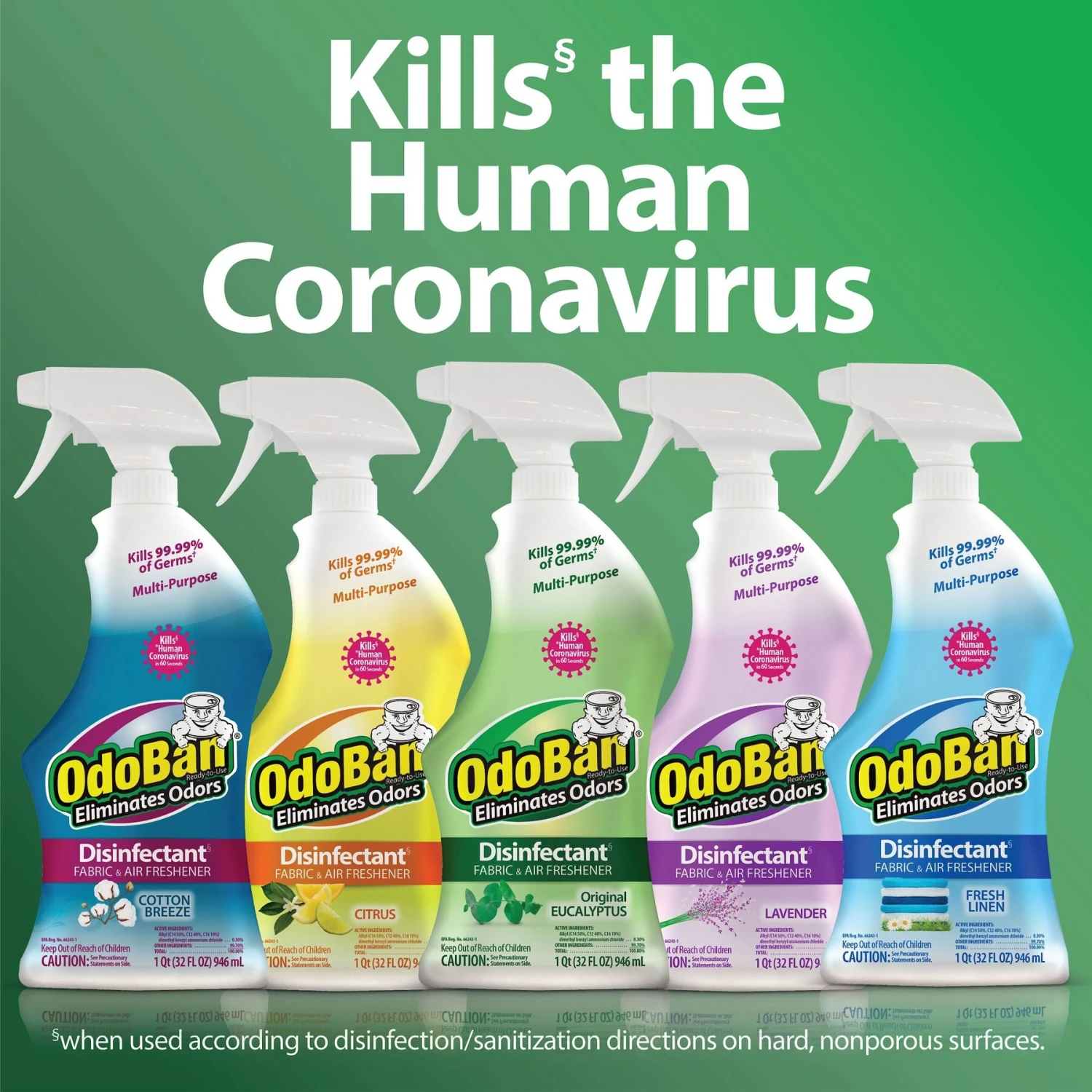 OdoBan Disinfectant Fabric & Air Freshener Spray, Lavender Scent 6 OdoBan Disinfectant Fabric & Air Freshener Spray, Lavender Scent - Image 6