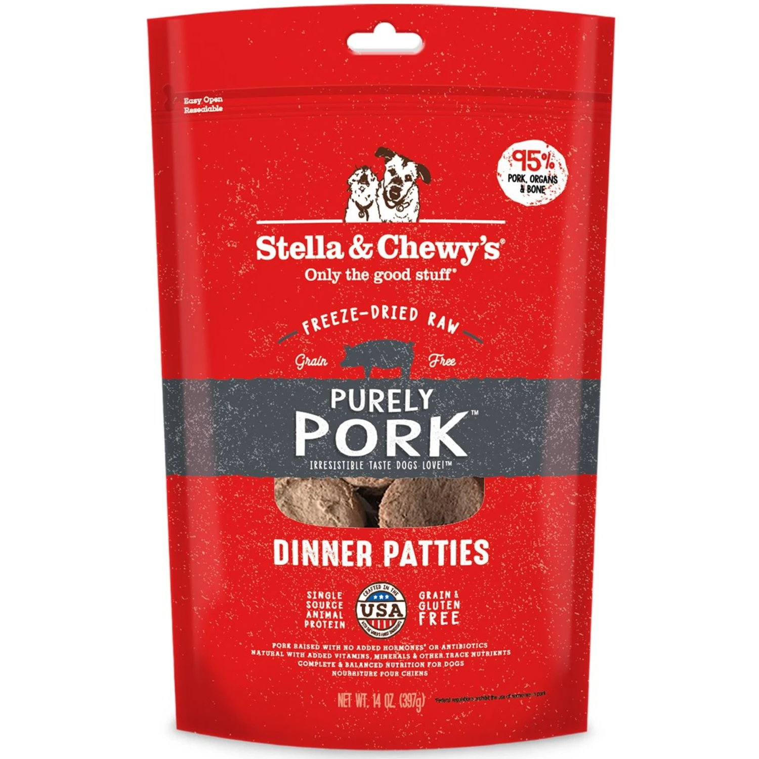 Stella & Chewy's Purely Pork Freeze-Dried Raw Dinner Patties Dog Food 1 Stella & Chewy's Purely Pork Freeze-Dried Raw Dinner Patties Dog Food