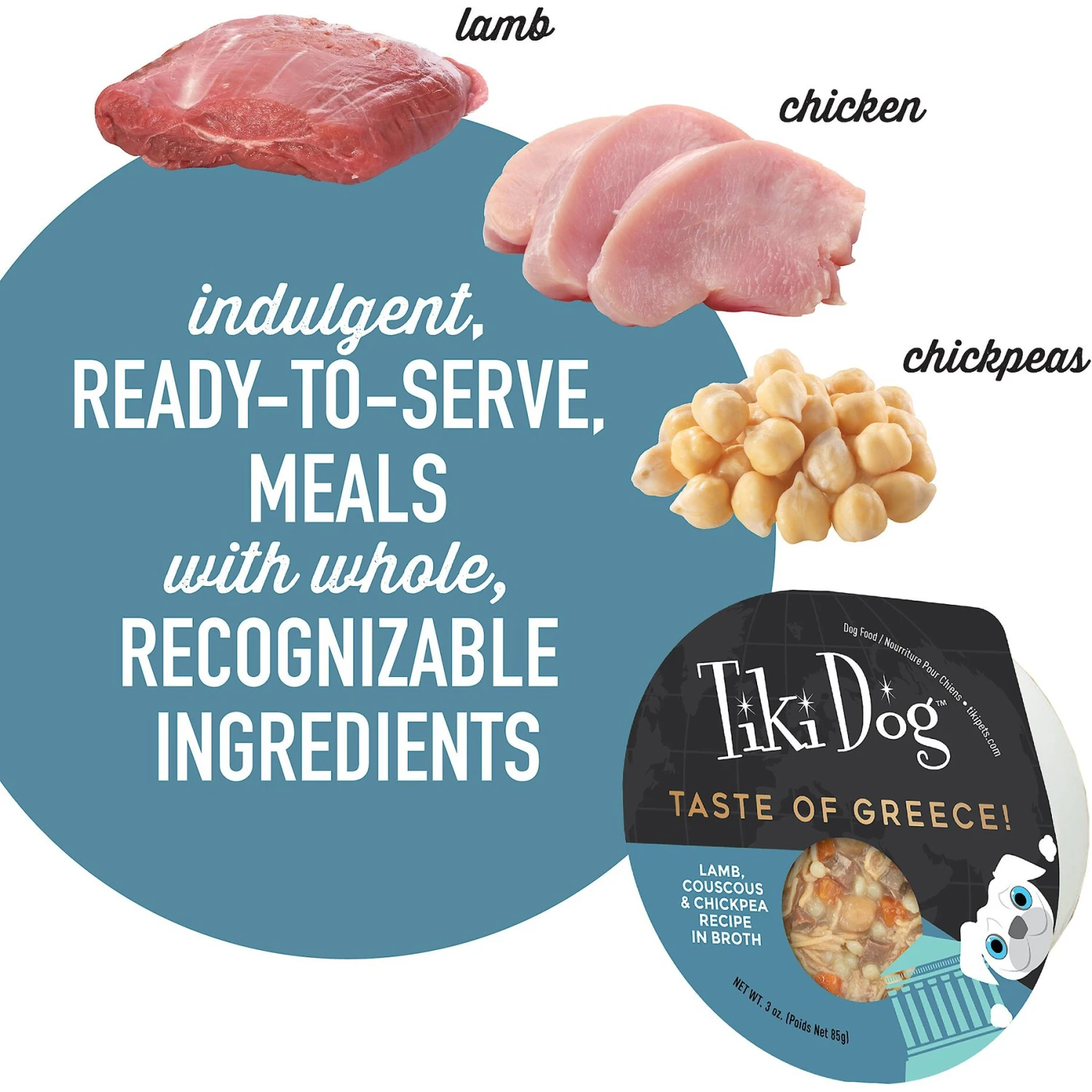 Tiki Dog Taste Of Greece Lamb, Couscous & Chickpea Recipe In Broth Wet Dog Food, 3-oz Cup, Case Of 4 5 Tiki Dog Taste Of Greece Lamb, Couscous & Chickpea Recipe In Broth Wet Dog Food, 3-oz Cup, Case Of 4 - Image 5