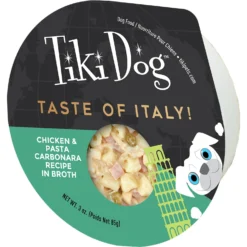 Tiki Dog Taste Of Italy Chicken, Pasta & Carbonara Recipe In Broth Wet Dog Food, 3-oz Cup, Case Of 4