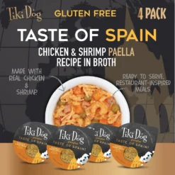 Tiki Dog Taste Of Spain Chicken & Shrimp Paella Recipe In Broth Gluten-Free Wet Dog Food, 3-oz Cup, Case Of 4 -Pawsphoria Sales Store 186337 PT2. AC SS1800 V1576623258
