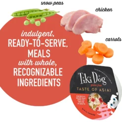 Tiki Dog Taste Of Asia Chicken & Snow Peas Stir Fry Recipe In Broth Gluten-Free Wet Dog Food, 3-oz Cup, Case Of 4 -Pawsphoria Sales Store 186339 PT4. AC SS1800 V1631197607