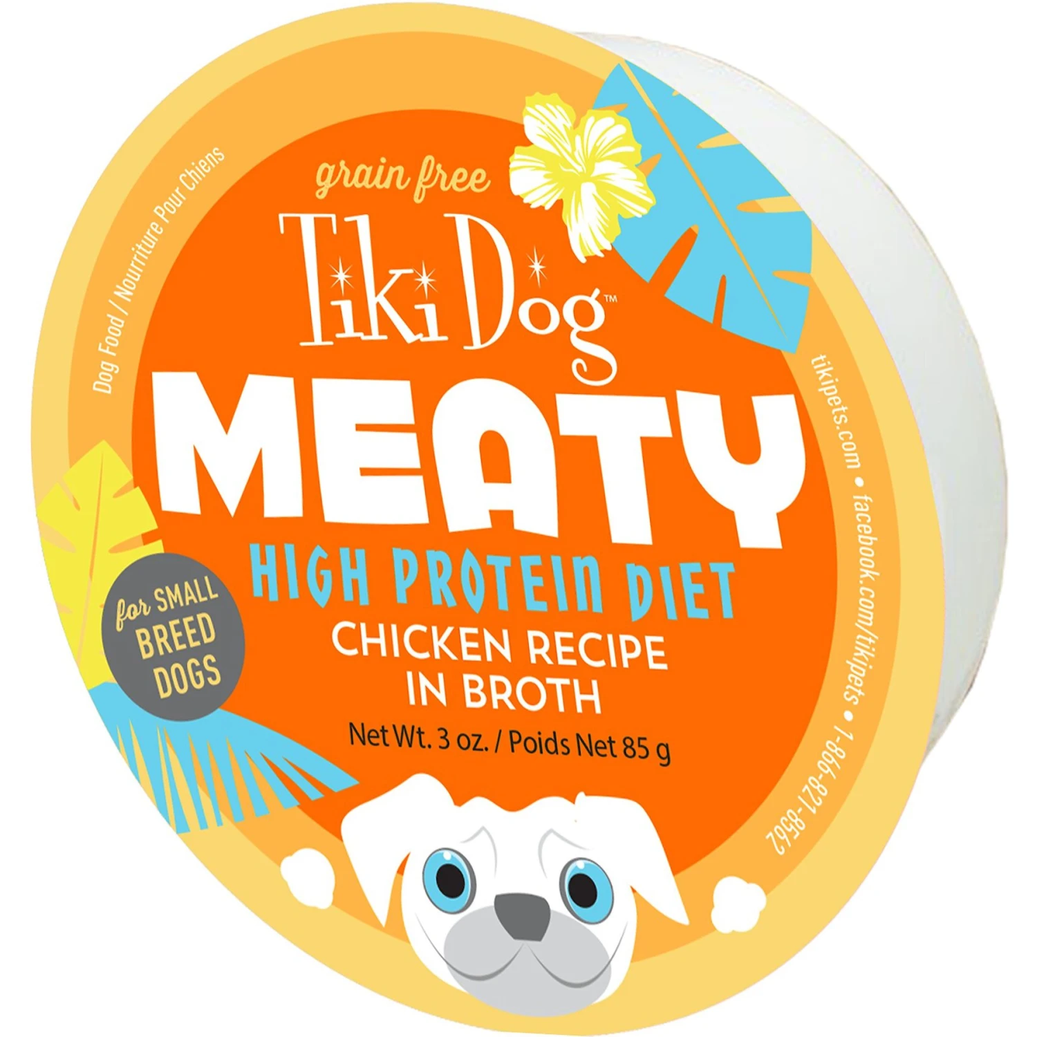 Tiki Dog Meaty High Protein Diet Chicken Recipe In Broth Grain-Free Wet Dog Food, 3-oz Cup, Case Of 4 1 Tiki Dog Meaty High Protein Diet Chicken Recipe In Broth Grain-Free Wet Dog Food, 3-oz Cup, Case Of 4