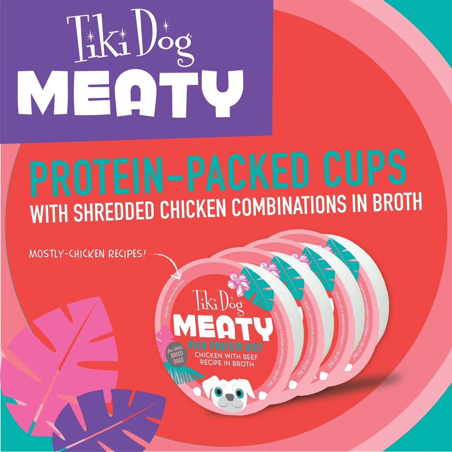 Tiki Dog Meaty High Protein Diet Chicken With Beef Recipe In Broth Grain-Free Wet Dog Food, 3-oz Cup, Case Of 4 3 Tiki Dog Meaty High Protein Diet Chicken With Beef Recipe In Broth Grain-Free Wet Dog Food, 3-oz Cup, Case Of 4 - Image 3