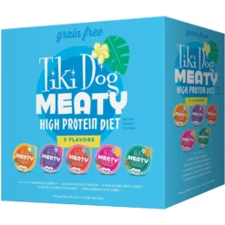 Tiki Dog Meaty High Protein Diet Variety Pack Grain-Free Wet Dog Food, 3-oz Cup, Case Of 10
