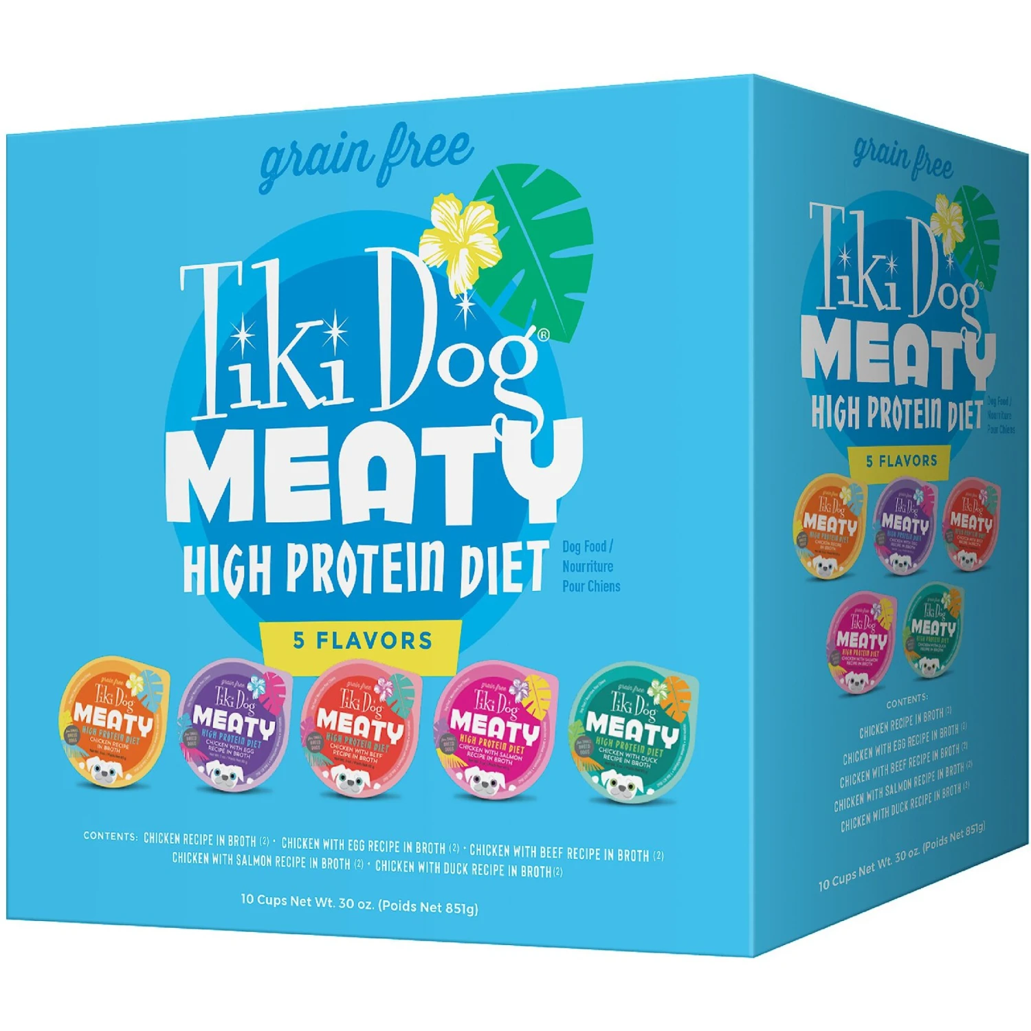 Tiki Dog Meaty High Protein Diet Variety Pack Grain-Free Wet Dog Food, 3-oz Cup, Case Of 10 1 Tiki Dog Meaty High Protein Diet Variety Pack Grain-Free Wet Dog Food, 3-oz Cup, Case Of 10