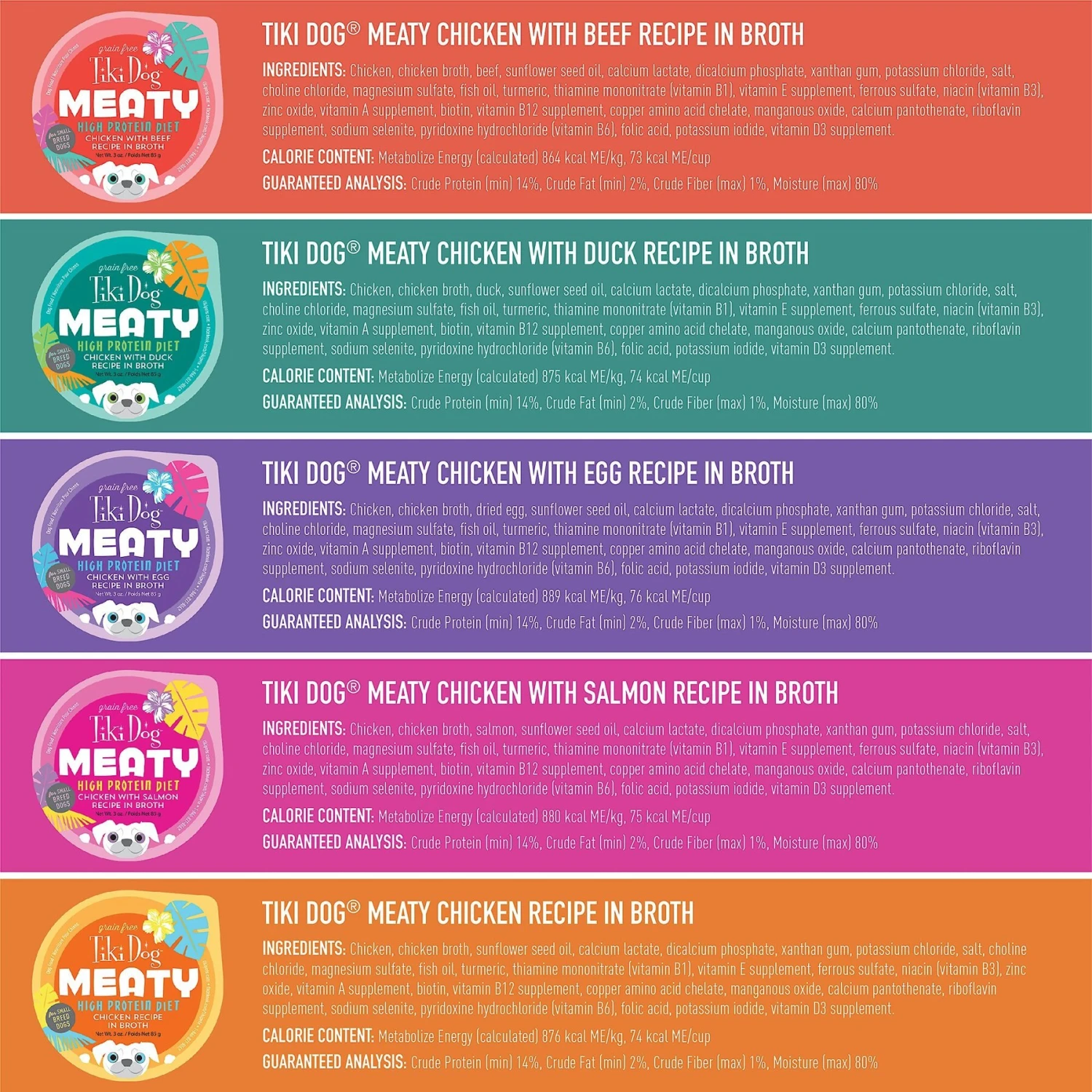 Tiki Dog Meaty High Protein Diet Variety Pack Grain-Free Wet Dog Food, 3-oz Cup, Case Of 10 4 Tiki Dog Meaty High Protein Diet Variety Pack Grain-Free Wet Dog Food, 3-oz Cup, Case Of 10 - Image 4