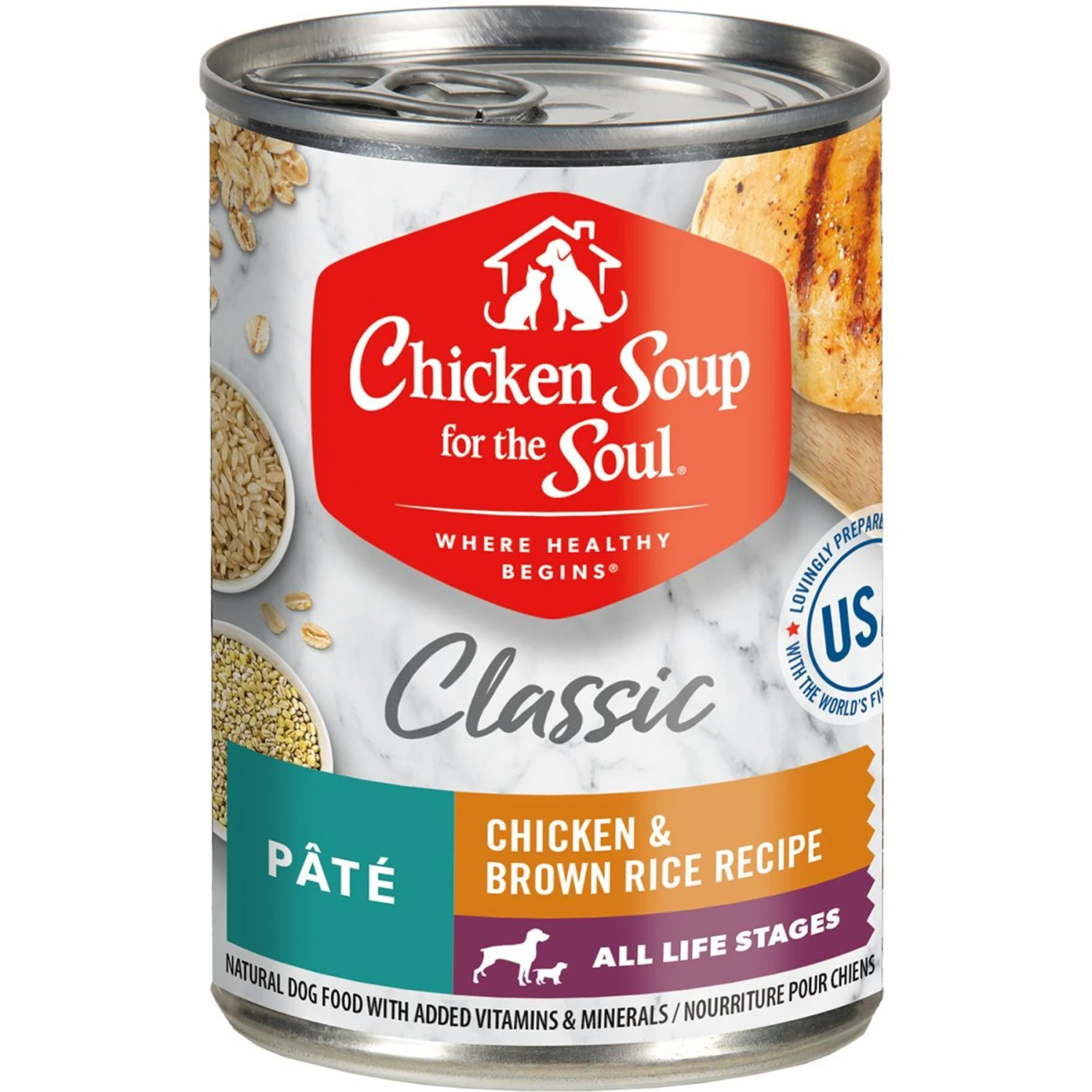 Chicken Soup For The Soul Classic Pate Chicken & Brown Rice Recipe Canned Dog Food, 13-oz, Case Of 12 1 Chicken Soup For The Soul Classic Pate Chicken & Brown Rice Recipe Canned Dog Food, 13-oz, Case Of 12