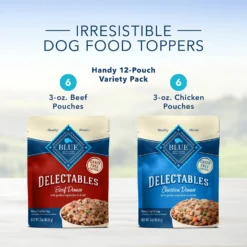Blue Buffalo Delectables Chicken & Beef Dinner Variety Pack Grain-Free Wet Dog Food Topper, 3-oz Pouches, Case Of 12 -Pawsphoria Sales Store 212235 PT2. AC SS1800 V1579544882
