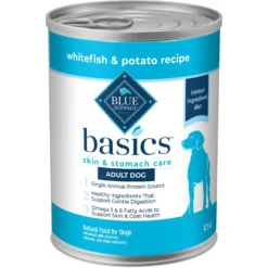 Blue Buffalo Basics Skin & Stomach Care Grain-Free Whitefish Entrée Adult Canned Dog Food, 12.5-oz Can, Case Of 12