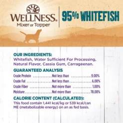 Wellness 95% Whitefish Natural Grain-Free Wet Dog Food Topper, 13.2-oz Can, Case Of 12 -Pawsphoria Sales Store 222332 PT5. AC SS1800 V1657656280