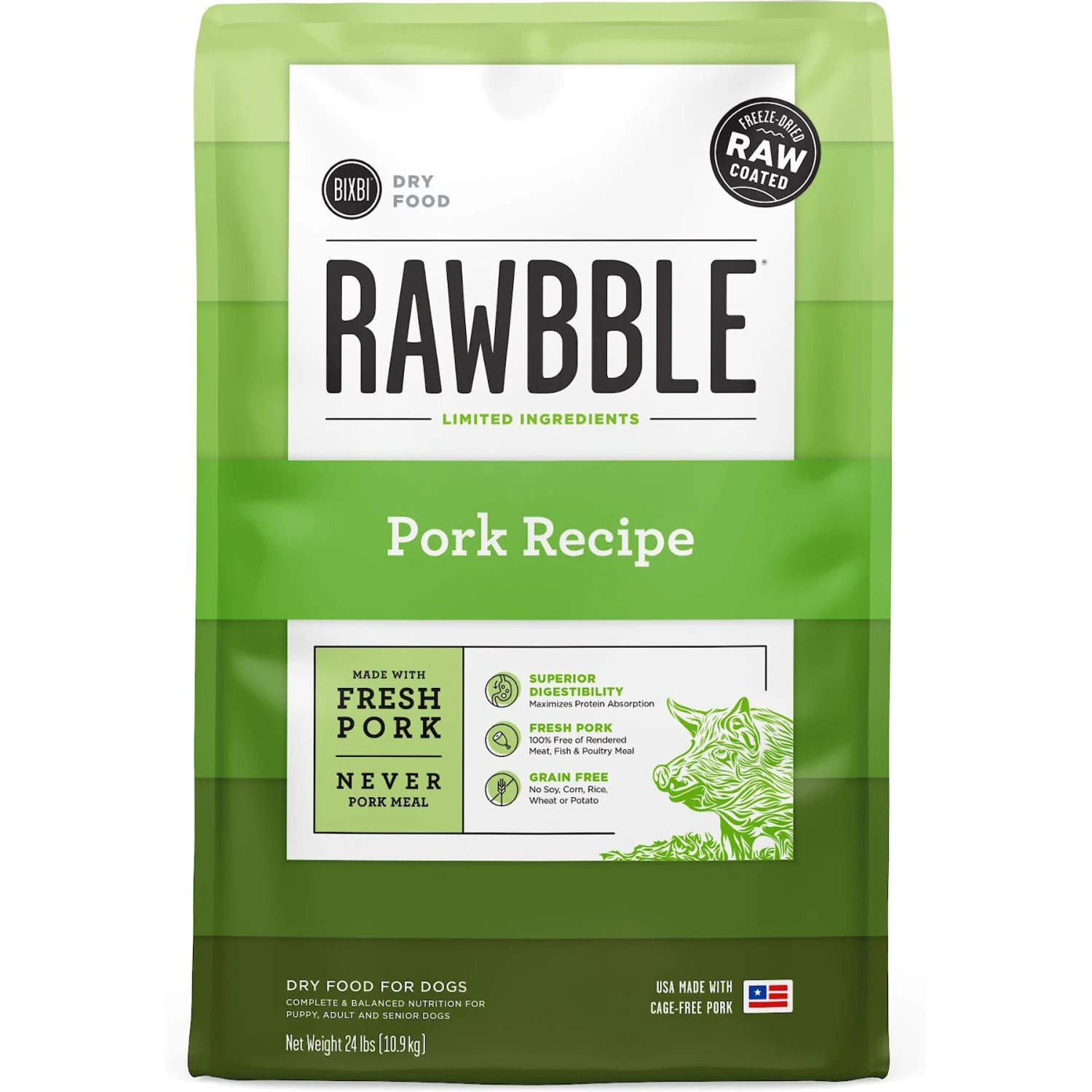 BIXBI RAWBBLE Fresh Pork Recipe Limited Ingredient Grain-Free Dry Dog Food 1 BIXBI RAWBBLE Fresh Pork Recipe Limited Ingredient Grain-Free Dry Dog Food
