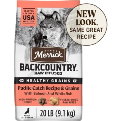 Merrick Backcountry Chicken-Free Raw Infused Pacific Catch Recipe With Healthy Grains Dry Dog Food