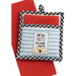 Design Imports All You Need Is Love & A Dog Pot Holder & Dish Towel Gift Set
