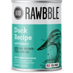 BIXBI RAWBBLE Duck & Pumpkin Recipe Wet Dog Food, 12.5-oz Can, Case Of 12