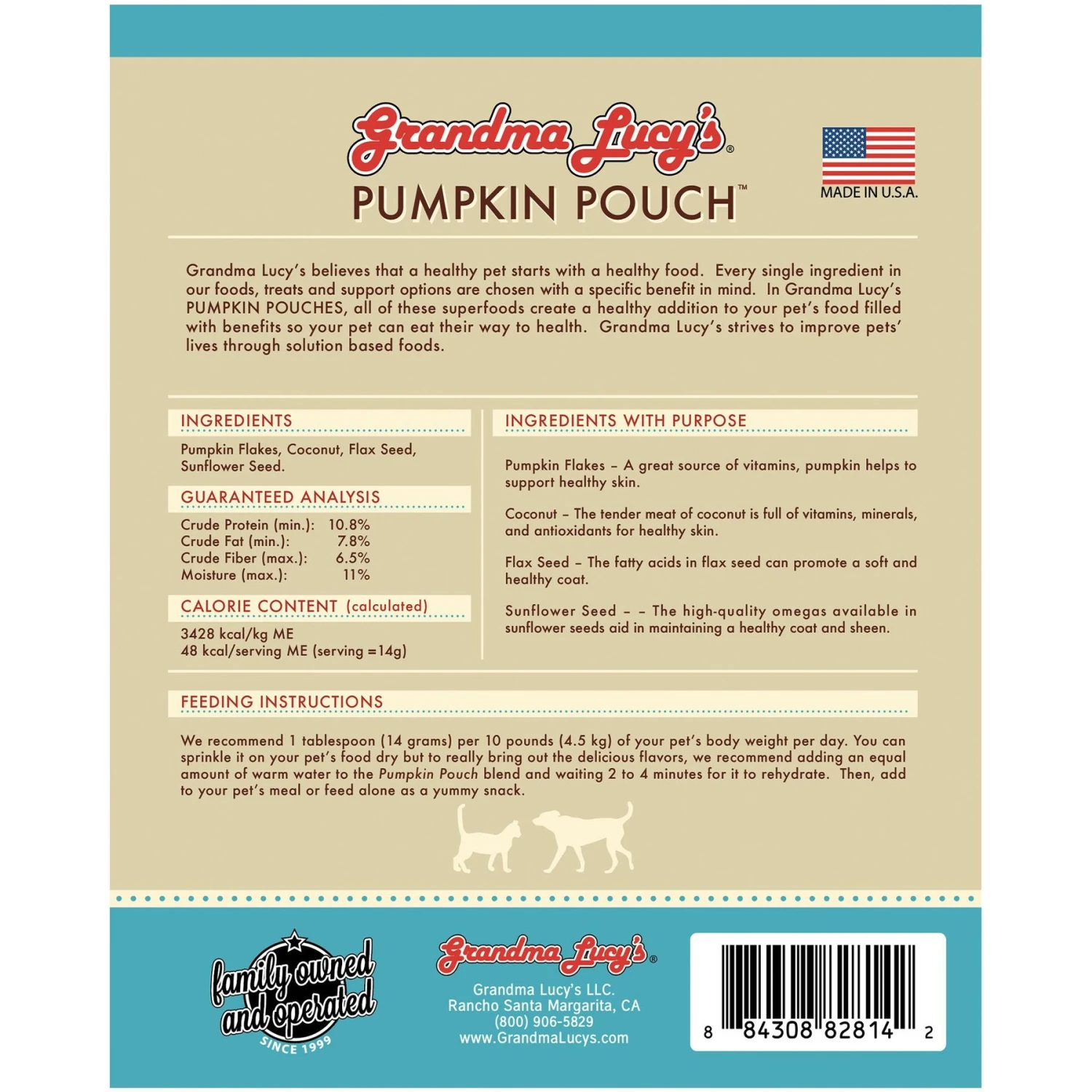 Grandma Lucy's Pumpkin Pouch Skin & Coat Freeze-Dried Dog & Cat Food Topper, 6-oz Bag 2 Grandma Lucy's Pumpkin Pouch Skin & Coat Freeze-Dried Dog & Cat Food Topper, 6-oz Bag - Image 2