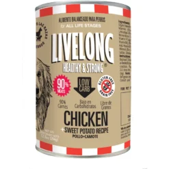 Livelong Healthy & Strong Chicken & Sweet Potato Recipe Wet Dog Food, 12.5-oz Can, Case Of 12