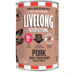 Livelong Healthy & Strong Pork & Sweet Potato Recipe Wet Dog Food, 12.5-oz Can, Case Of 12