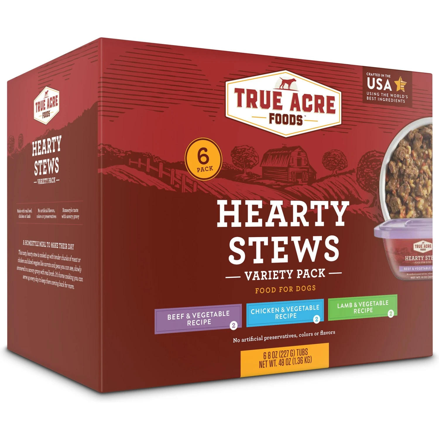 True Acre Foods Hearty Stews Variety Pack, Chicken & Vegetable Recipe, Lamb & Vegetable Recipe, Beef & Vegetable Recipe Wet Dog Food 1 True Acre Foods Hearty Stews Variety Pack, Chicken & Vegetable Recipe, Lamb & Vegetable Recipe, Beef & Vegetable Recipe Wet Dog Food