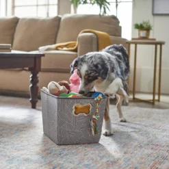 Frisco Rectangle Collapsible Pet Toy Storage Bin, Gray Basket Weave -Pawsphoria Sales Store 250576 PT3. AC SS1800 V1615494700