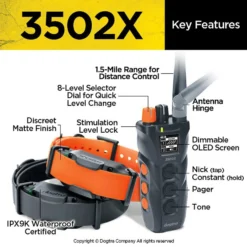 Dogtra 3502X Training E-Collar Waterproof Rechargeable 1.5-mile Range Dog Remote, Black/Orange 10 Dogtra 3502X Training E-Collar Waterproof Rechargeable 1.5-mile Range Dog Remote, Black/Orange -Pawsphoria Sales Store 252529 PT3. AC SS1800 V1602540672
